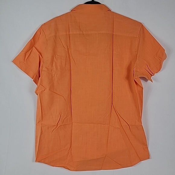 NEW Flex Men's Luxury Collection Designed in Italy Short Sleeve Coral Shirt Sz L - Picture 6 of 7